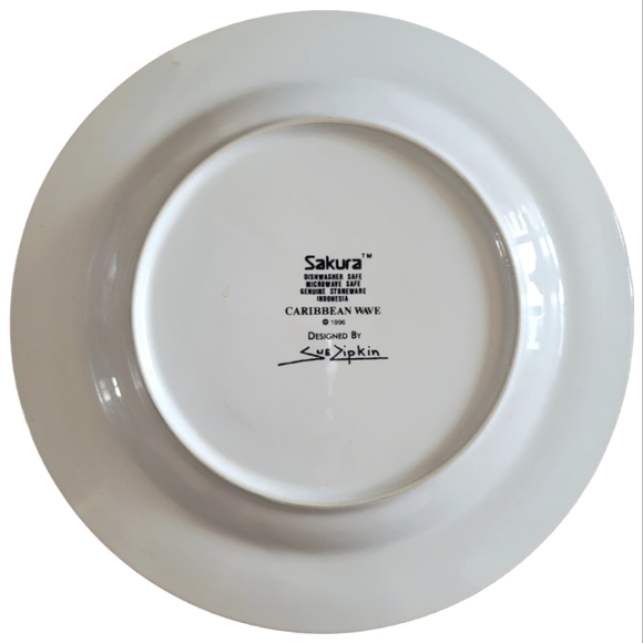 1 Vtg 96 Sakura Caribbean Wave  Salad Dessert Plate Ocean Fish - Picture 2 of 3